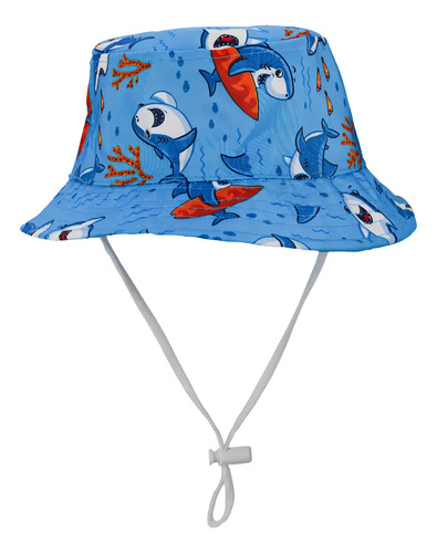 Chapéu Bucket Bebê Infantil Praia Proteção Solar Uv Girafa Cor Tubarão Azul Tamanho Un