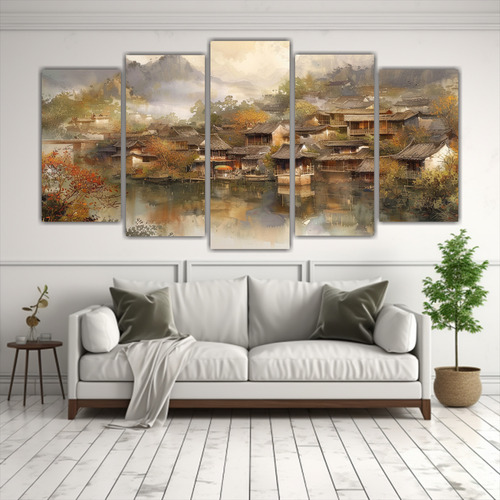 250x125cm Cuadro Aldeas Rurales Chinas Antiguas Abstractos
