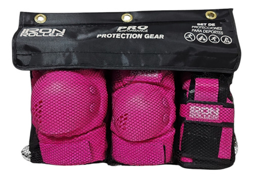 Combo De Patines Entrenadores Casco Y Protecciones Fun Roll 13 - 17mx 9 Cm Rosa 17-20