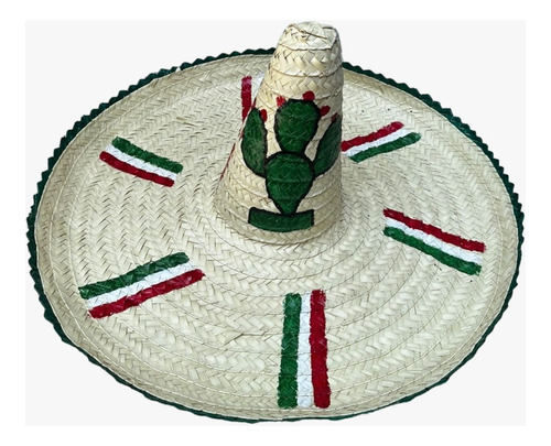 Sombrero Mexicano Extra Grande Pintado A Mano Viva México Color Nopal