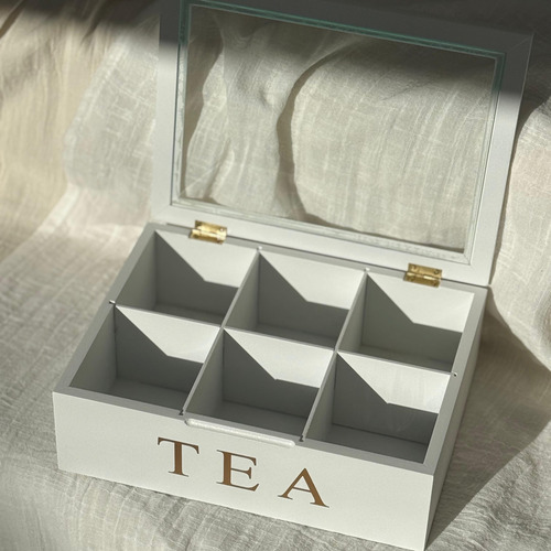 Caja De Te 6 Divisiones - Organizador Saquitos Blanco