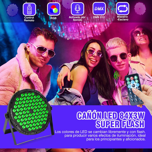 Cañón Led Rgb Rhythm Dmx Multicolor 84cx3 Con Control Y Fan