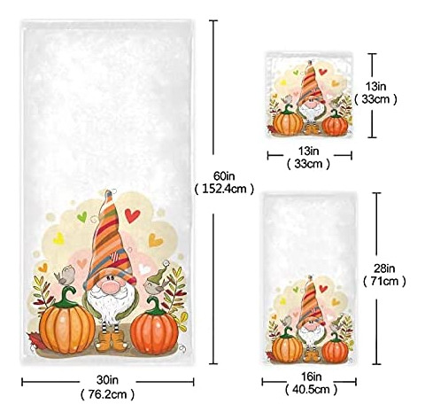 Dussdil Autumn Gnome Pumpkins Juego De Toallas De 3 Piezas P