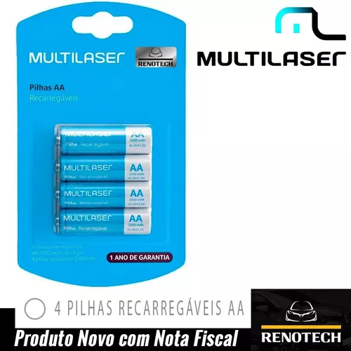 Pilhas Recarregáveis AA 2500Mah 4 Unidades CB052 - Multilaser