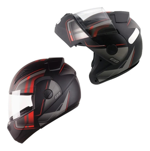 Capacete Moto Robocop Ebf E8 Drift Preto E Vermelho Fosco