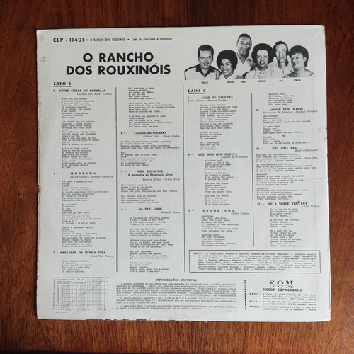 Lp - Os Rouxinóis E Orquestra-o Rancho Dos Rouxinóis (1964) (Usado)