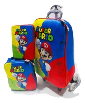 Comprar Kit Escolar 3 En 1 Maleta Con Ruedas Niño Super Mario Bros