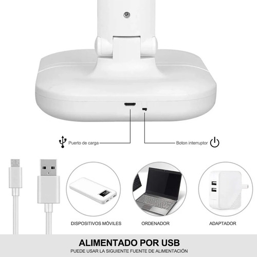 Imagen 6 de 9 de Lámpara Led De Lectura Para Escritorio, Recargable Usb