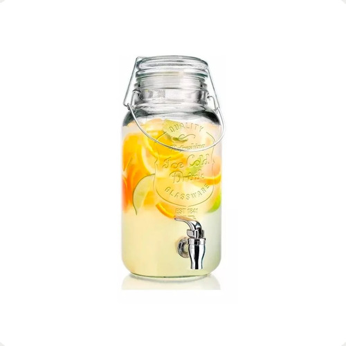 Frasco Dispenser Vidrio Limonada Jugo Canilla 3.8 Litros C