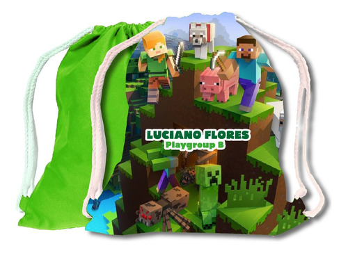 Bolsa Tela Mochila Jardin Infantil Minecraft Personalizada