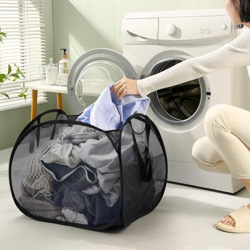 Cesta Plegable De Malla Con Asas Fuertes Y Bolsillos Lateral