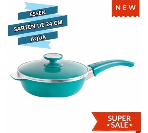 Imagen 2 de 4 de Sarten Essen 24 Cm Color Aqua Con Espátula De Regalo!