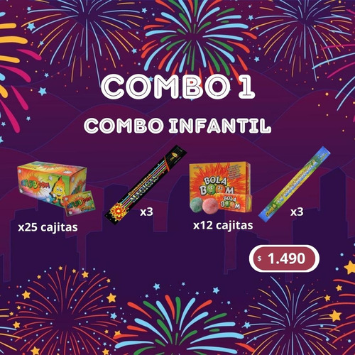 Combo Infantil 1 - Fuegos Artificiales - Fiestas - Navidad