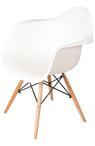 Sillon Eames Asiento Polipropileno Y Patas De Madera Asiento Blanco