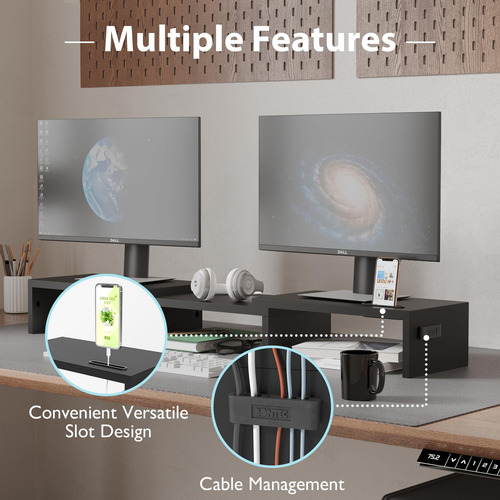 Soporte Elevador De Monitor Doble Con Soporte Ajustable