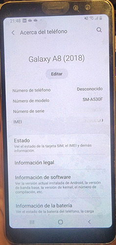 Samsung Galaxy A8 (2018) 32 Gb Dorado 4 Gb Ram (Usado)