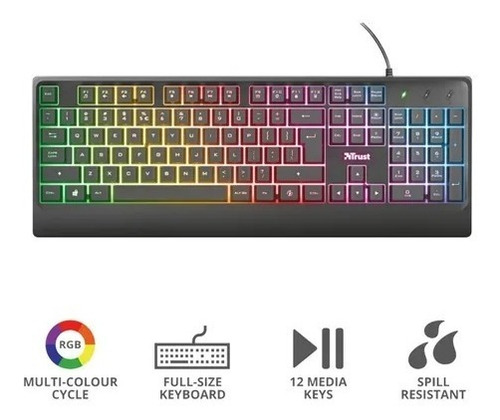 Imagen 3 de 8 de Teclado Gamer Ziva Led Multicolor - Trust