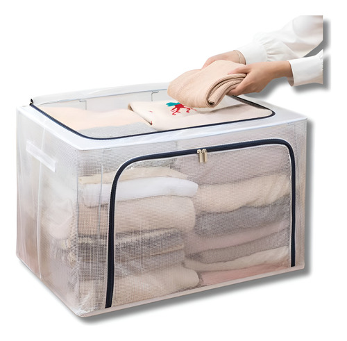 Caja Organizadora Plegable Con Cierre Transparente Chica Transparente Cuadritos