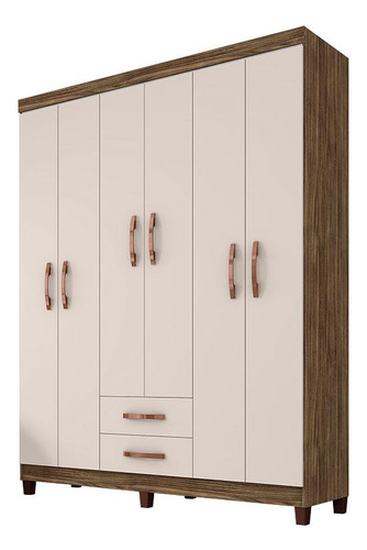 Guarda Roupa Casal Mogi 6 Portas Teka Champagne - Incorplac