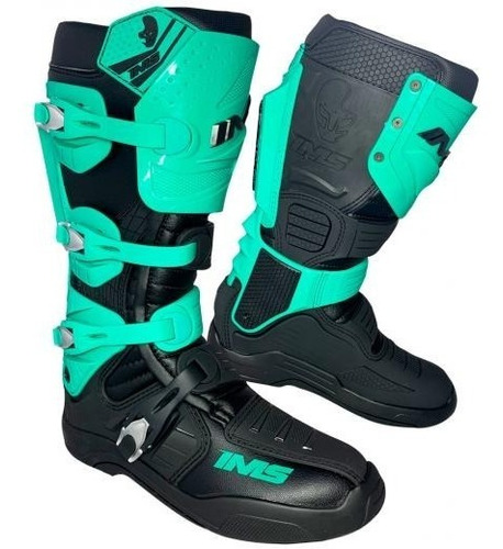 Bota Ims Extreme Verde-água/preta Articulada Cross Novo