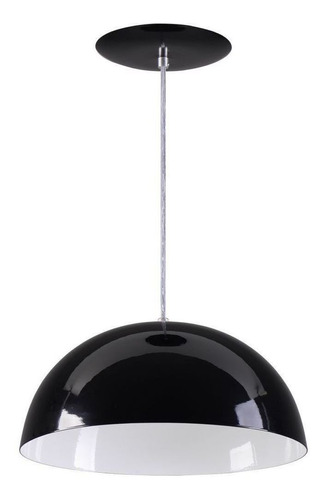 Luminária de teto Rei da Iluminação Meia Lua 40 cor preto-brilhante/branco 110V/220V