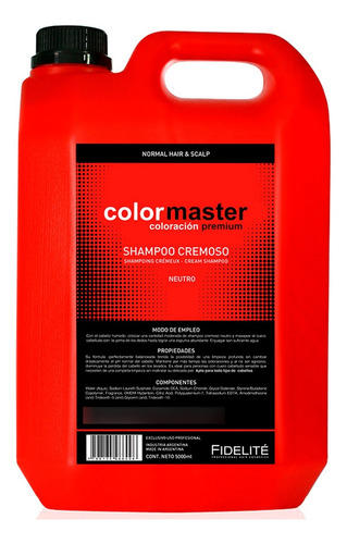 Fidelite Colormaster Shampoo Cremoso Neutro Limpieza 5000 Ml
