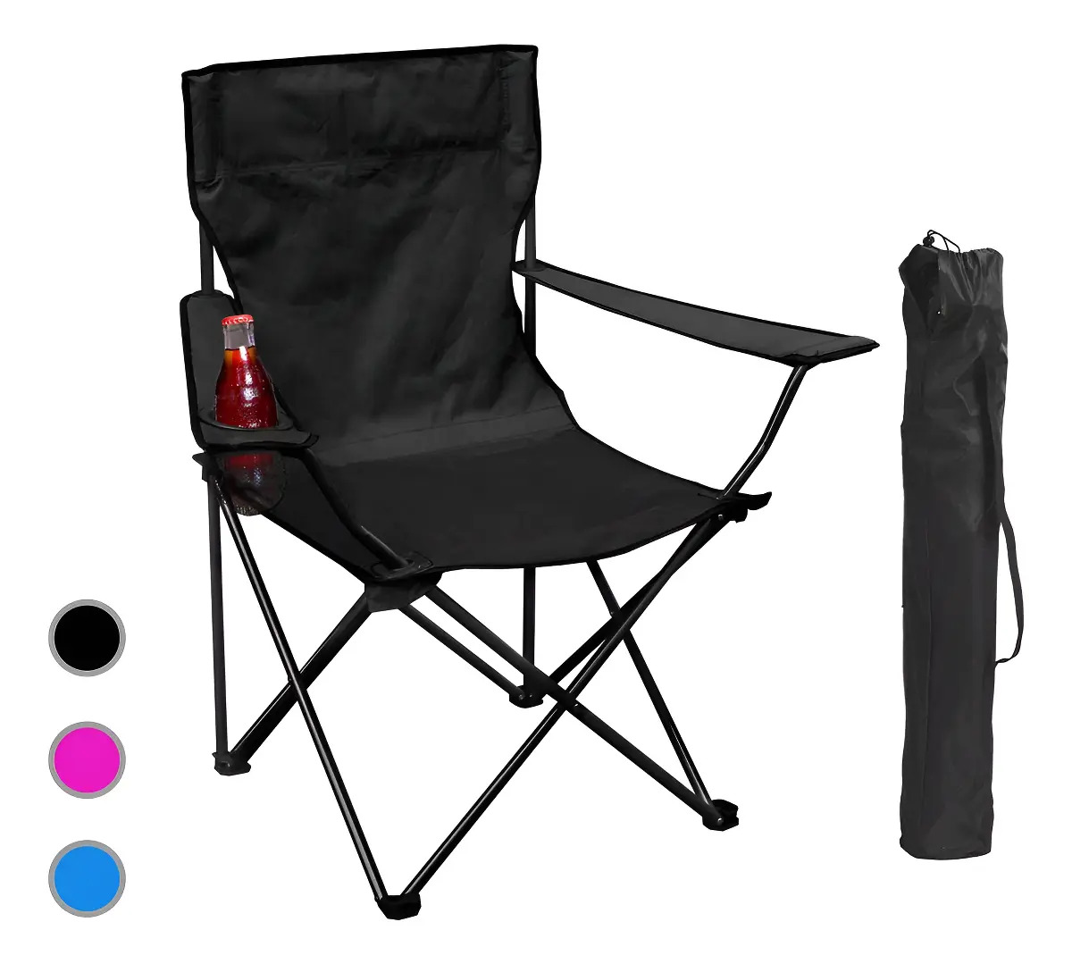 Silla De Playa Portatil Plegable Para Exterior Camping Pesca Color Negro Homex