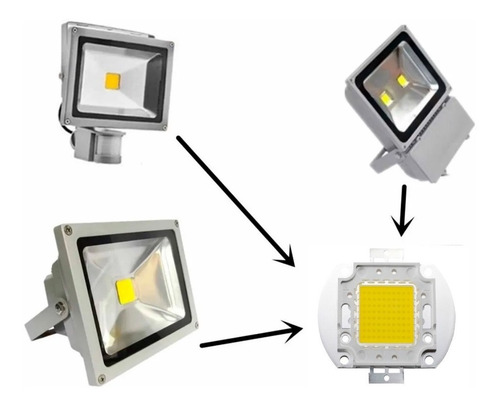 Pack 3 Chip Led 50w Cob Para Repuestos De Foco