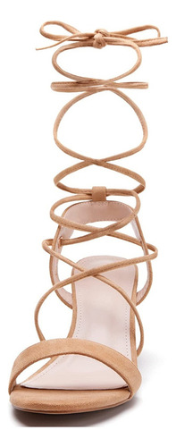 Sandalias De Tacón Con Cordones For Mujer, Sandalias De Blo