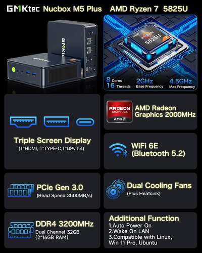 Gmktec Mini Pc Para Juegos M5 Plus Ryzen 7 5825u