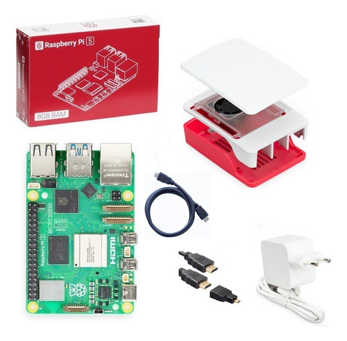 Kit Raspberry Pi 5 Pi5 B 8gb Fonte Case + Nota Fiscal