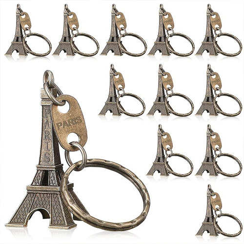 Imagen 7 de 8 de 2 Llaveros Torre Eiffel 5cm Alto - Dorado Y Plateado - D816