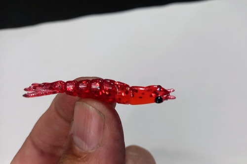 8 Isca 5cm Camarão Snook Robalo Vermelho Red Ovado Plastisol Cor Vermelho Red Ovado Laranja