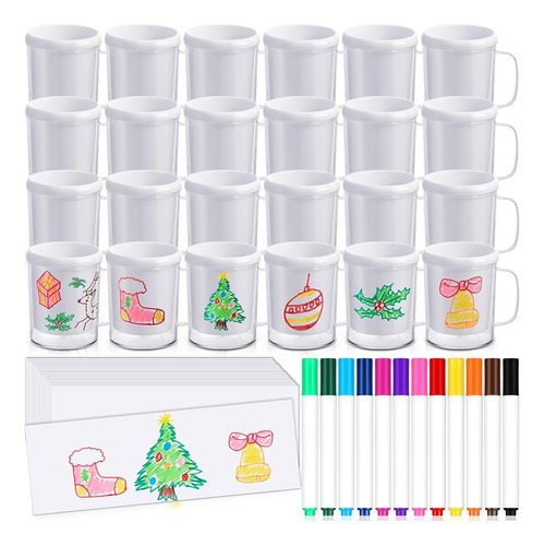 Umigy 24 Set Kit De Tazas Pintadas De Navidad Para Niños Col