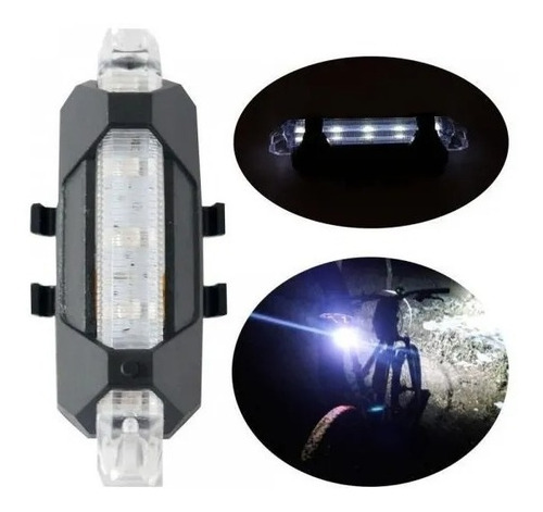 Luz Led Bicicleta Recargable Usb Alta Potencia Blanca Fría