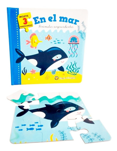 Libro Infantil En El Mar Animales Sorprendentes Con 3 Rompecabezas - El Gato De Hojalata - Tapa Dura