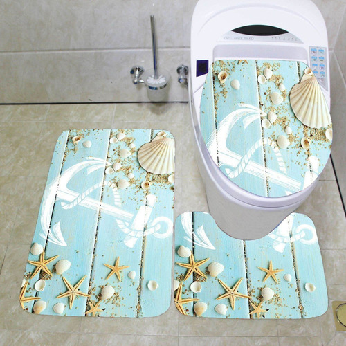 Alfombra De Baño Con Estrellas De Mar Juego De 3