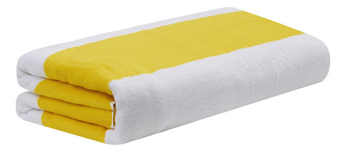 Toallón De Playa 100% Algodón Diseños A Rayas Bicolor Color Blanco y amarillo Amarillo Oro