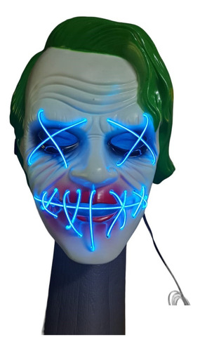 Máscara Guason Joker Luz Led Neón Cotillón - Cienfuegos - Guason Luz Azul
