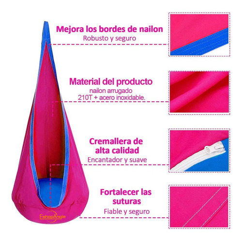 Columpio Sensorial Hamaca Niños Interior Y Exterior Con Cojín Color Fucsia Eshopangie