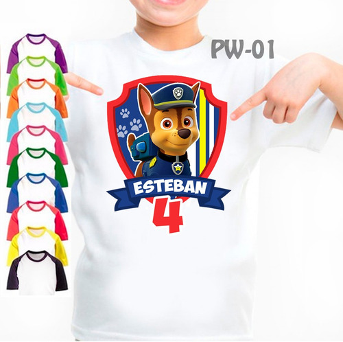 Franela De Paw Patrol Camisa Cumpleaños Cotillon