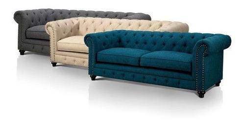 Sillon Chester Chesterfield 2 Cuerpos Pana Antimanchas 