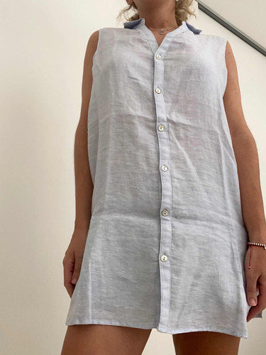 Vestido Camisero Lino Linen Zara Tahari S