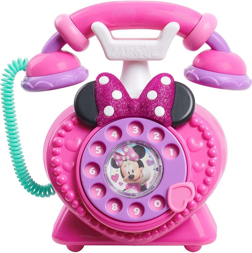 Teléfono Giratorio Minnie Rosa Con Glitter
