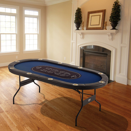 Mesa De Póker Blackjack Plegable 10 Jugadores Con Portavasos