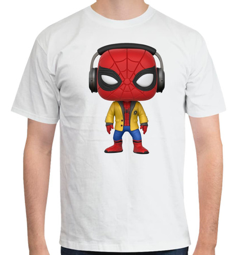 Playera T-shirt Marvel Spider-man Audífonos Funko-pop 