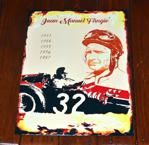 Cuadro De Chapa Vintage - Formula 1 - Juan Manuel Fangio