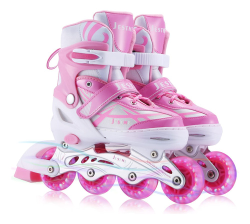 Patines En Línea Ajustables Para Niños Con Ruedas Iluminadas Talla De Los Patines 0 Mm Rosado