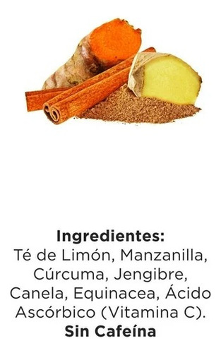 2 Pzs Té Remedy 24 Frío De Cúrcuma Jengibre Y Canela 20 Pzas