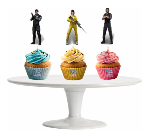  Free Fire Cupcake Toppers Adorno Para Muffins X10